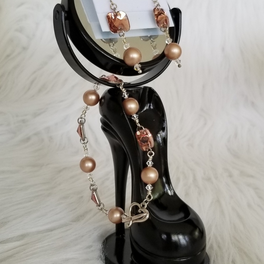 Crystal Toggle Bracelet Earring Set.